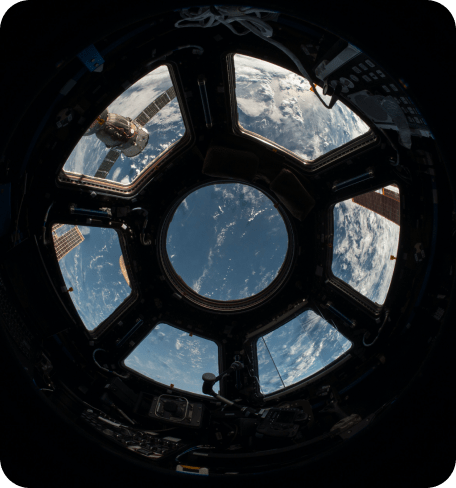 International Space Station window to earth